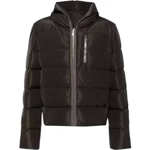 Grey Down Jacket with Hood , male, Sizes: L, S, XL - Rick Owens - Modalova