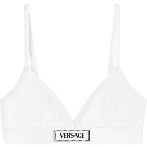 Logo Patch Triangle V-Neck Unterwäsche , Damen, Größe: M - Versace - Modalova