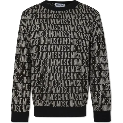 Unisex Schwarzer Logo Schrift Gold Pullover - Moschino - Modalova