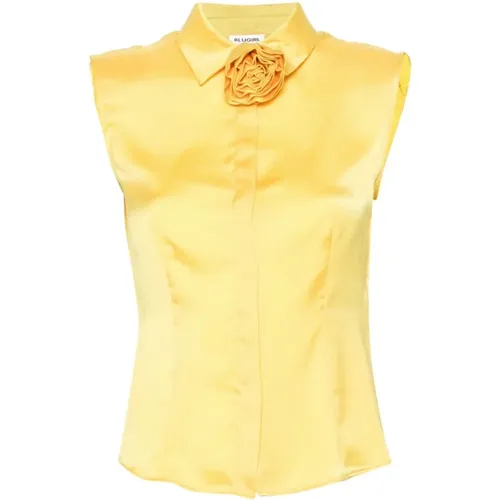 Stylische Hemden für Frauen,Satinärmelloses Gelbes Hemd - Blugirl - Modalova