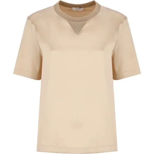 Seiden-Baumwoll-T-Shirt mit Lurex , Damen, Größe: M - PESERICO - Modalova