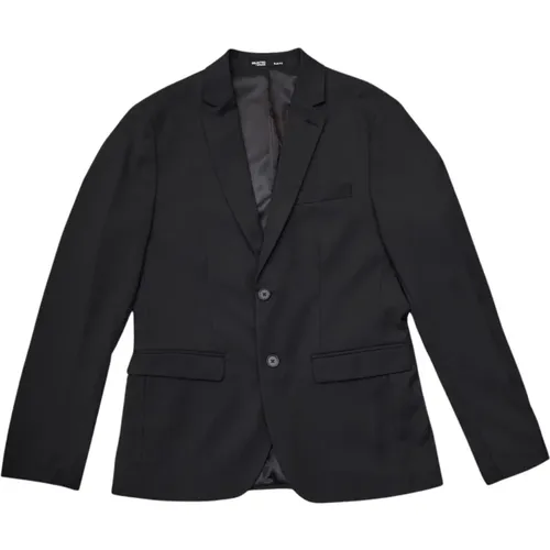 Schmaler Struktur-Blazer in Schwarz , Herren, Größe: S - Selected Homme - Modalova