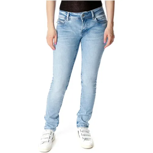 Dunkelblaue Slim Fit Jeans , Damen, Größe: W34 L34 - Pepe Jeans - Modalova