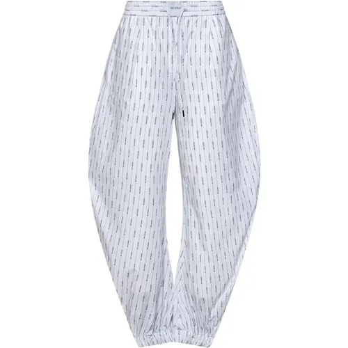 White Wide-Leg Jacquard Cotton Trousers , female, Sizes: M, XS, S - The Attico - Modalova
