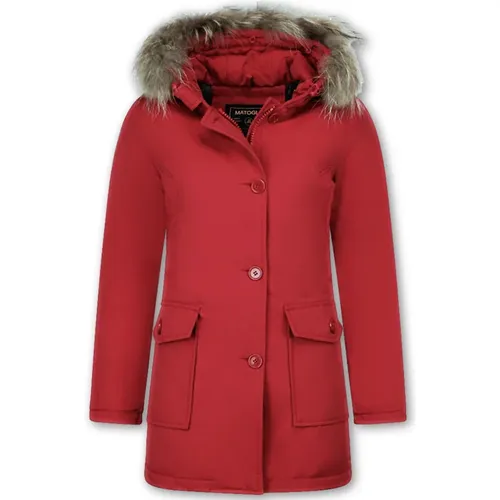 Winter Jackets Warm - Ladies Wooly Jackets Long - 5692A-R , female, Sizes: M, XS, S - Matogla - Modalova
