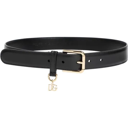 Leather Belt with Gold Hardware , female, Sizes: 85 CM, 80 CM, 75 CM - Dolce & Gabbana - Modalova