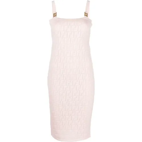 Blush Summer Dress with Debossed Logo , female, Sizes: S - Fendi - Modalova