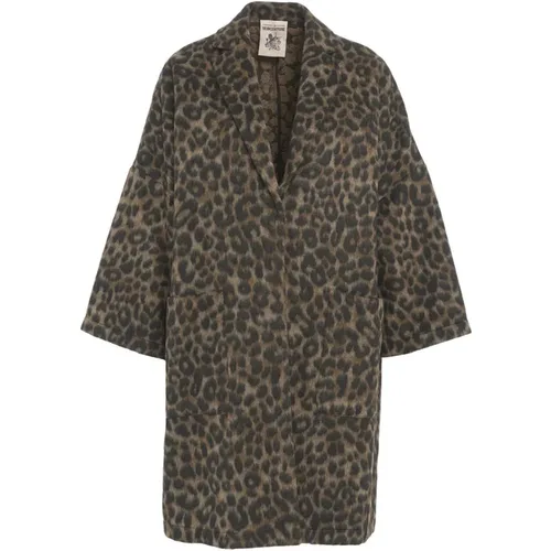 Animalier Schwarzer Mantel Aw24 - Semicouture - Modalova