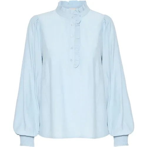 Himmelblaue Puffärmelbluse , Damen, Größe: 2XL - Kaffe - Modalova