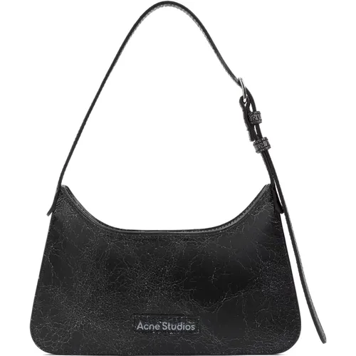 Schwarze Lederhandtasche mit Graviertem Logo - Acne Studios - Modalova