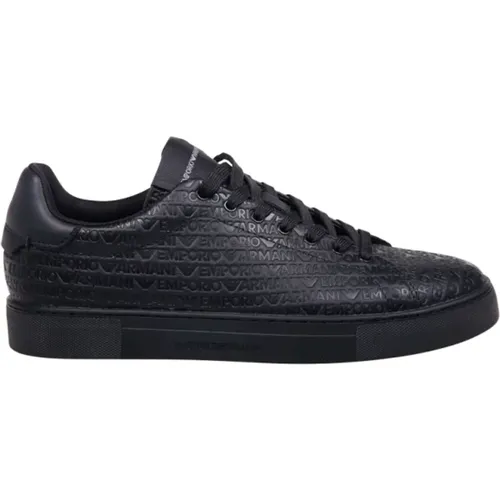 Schwarze Sneaker Schuhe , Herren, Größe: 43 EU - Emporio Armani - Modalova