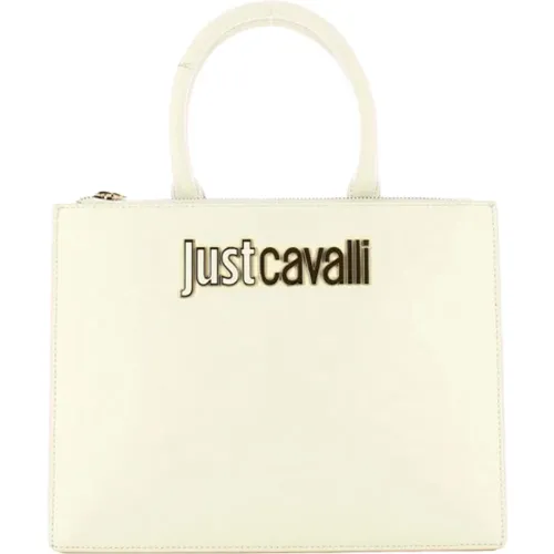 Weiße Rechteckige Handtasche mit Goldakzenten , Damen, Größe: ONE Size - Just Cavalli - Modalova