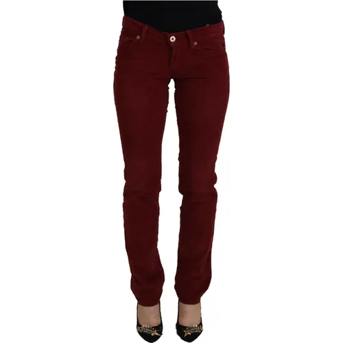 Maroon Corduroy Slim Fit Casual Hose , Damen, Größe: W24 - Dolce & Gabbana - Modalova