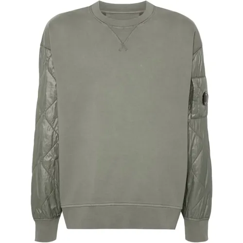 Grüner Diagonaler Baumwollpullover , Herren, Größe: M - C.P. Company - Modalova