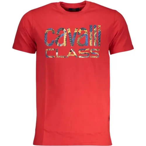 Rotes Baumwoll-Print-Logo-T-Shirt - Cavalli Class - Modalova