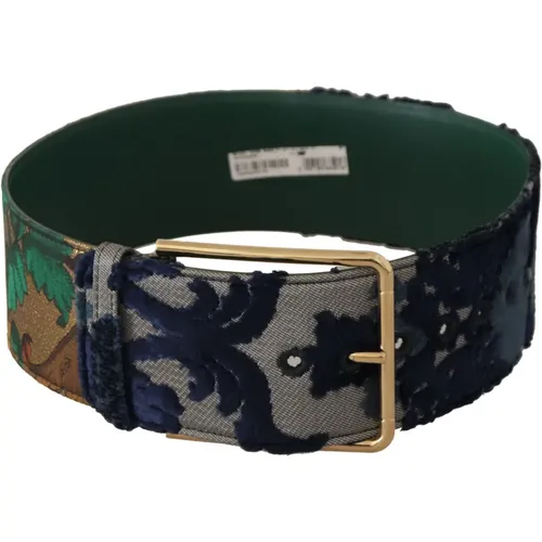 Green Leather Belt with Logo Buckle , female, Sizes: 70 CM - Dolce & Gabbana - Modalova