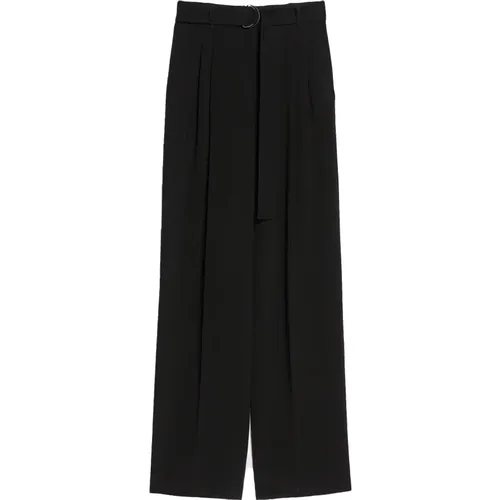 Schwarze fließende Hose mit doppelten Falten - Max Mara Studio - Modalova