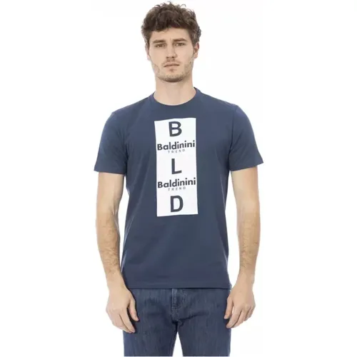 Blau Kurzarm Casual T-Shirt , Herren, Größe: XS - Baldinini - Modalova