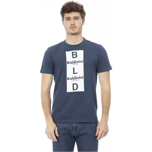 Blau Kurzarm Casual T-Shirt , Herren, Größe: 2XL - Baldinini - Modalova