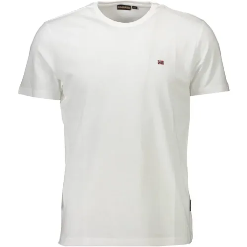 Weißes Baumwoll-Logo-T-Shirt , Herren, Größe: L - Napapijri - Modalova