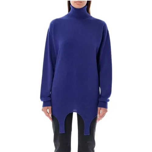 Blaue Strickwaren Gepier Details Pullover Aw24 - Saint Laurent - Modalova