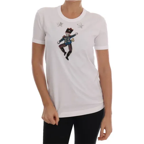 Märchen Pailletten T-Shirt , Damen, Größe: 2XS - Dolce & Gabbana - Modalova