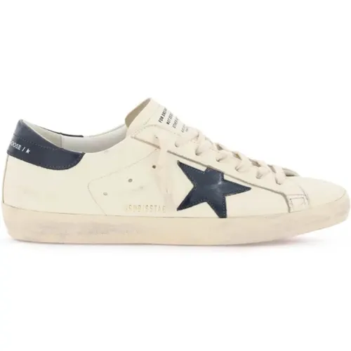 Used-Effect Leather Sneakers with Contrast Star and Heel Detail , male, Sizes: 11 UK, 6 UK - Golden Goose - Modalova