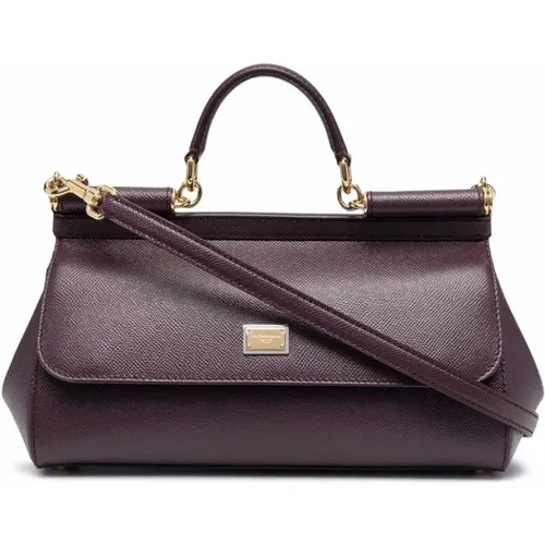 Small Sicily Shoulder Bag - Aubergine , female, Sizes: ONE SIZE - Dolce & Gabbana - Modalova