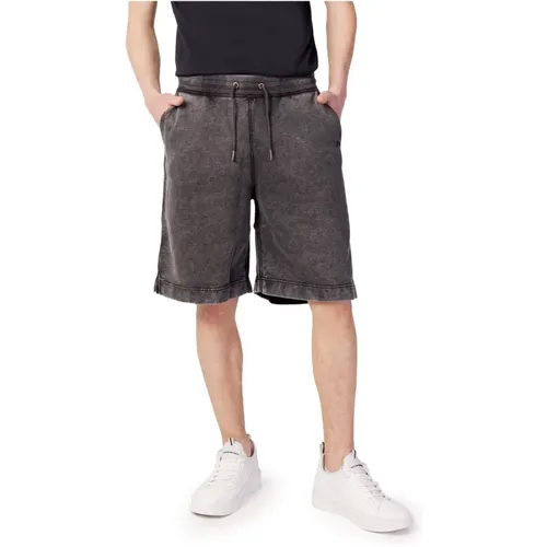 Grey Stained Cotton Shorts with Laces , male, Sizes: XL - Hugo Boss - Modalova