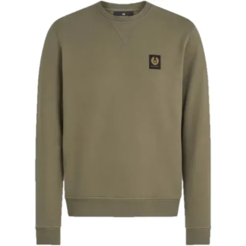 Klassischer Olive Sweatshirt aus Bouclé Baumwolle , Herren, Größe: S - Belstaff - Modalova