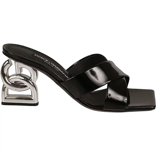 Logo-Heel Sandals , female, Sizes: 3 1/2 UK, 6 1/2 UK, 5 UK, 4 1/2 UK, 6 UK, 5 1/2 UK - Dolce & Gabbana - Modalova