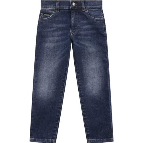 Kinder Dunkelblaue Jeans mit Used-Effekt - Dolce & Gabbana - Modalova