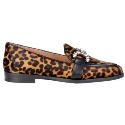 Animal Print Loafer with Front Accessory , female, Sizes: 4 UK, 7 UK, 6 UK, 3 UK - Roberto Festa - Modalova