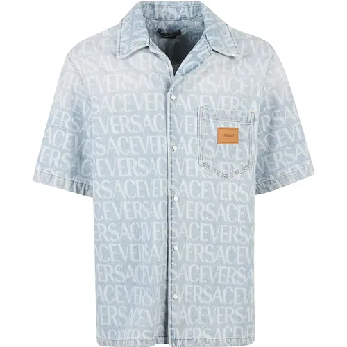 Light Denim Shirt , male, Sizes: L, M, XL - Versace - Modalova