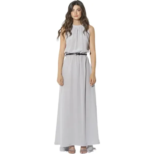 Elegant Grey Dress with Silk Cape , female, Sizes: S/M, M/L - Crida Milano - Modalova