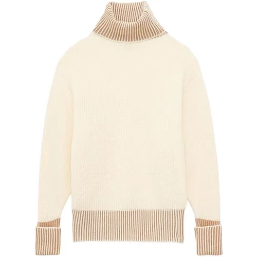 Stylischer Wollpullover Sweater,Beiger Wollpullover mit Stehkragen - Ines De La Fressange Paris - Modalova
