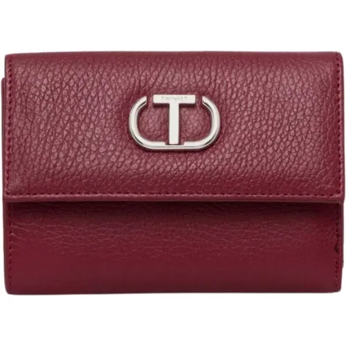 Bordeaux Leather Wallet Snap Closure , female, Sizes: ONE SIZE - Twinset - Modalova