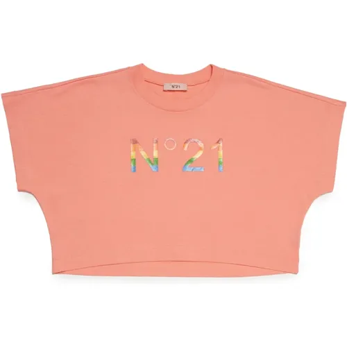Multicolor Glitzerdruck Cropped T-Shirt - N21 - Modalova