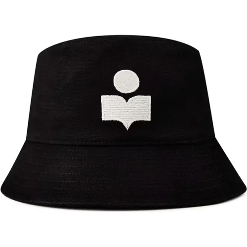 Bestickter Logo Bucket Hat Schwarz/Ecru , Damen, Größe: 56 CM - Isabel marant - Modalova