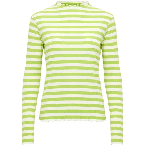 Striped Long Sleeve Top - Bright Lime Green , female, Sizes: 2XL, L, XL, S, M, 2XS, XS - Karen by Simonsen - Modalova