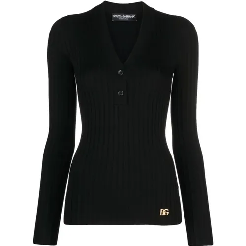 Schwarze Pullover - Stilvolle Kollektion , Damen, Größe: L - Dolce & Gabbana - Modalova