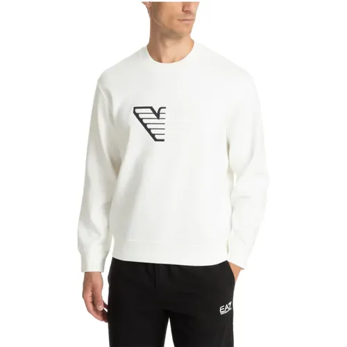 Einfarbiger Logo Bestickter Sweatshirt , Herren, Größe: M - Emporio Armani - Modalova