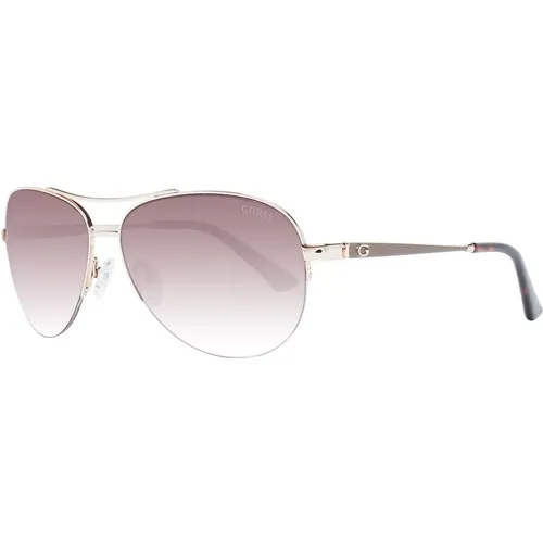 Goldene Aviator-Sonnenbrille mit braunen Gläsern - Guess - Modalova