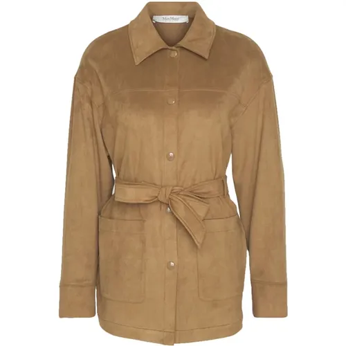 Dimitra Jacket - Suede Look, Collar, Pockets, Belt , female, Sizes: M, XL - Max Mara - Modalova