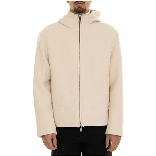 Wollkapuzenjacke mit Reißverschlusstaschen , Herren, Größe: M - Emporio Armani - Modalova