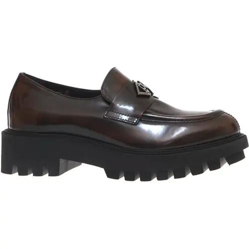 Abrasivato Leather Loafer with Tank Sole , female, Sizes: 4 UK, 7 UK, 4 1/2 UK, 3 1/2 UK - Poesie Veneziane - Modalova