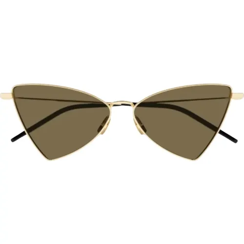 Goldbraune Schmetterlingssonnenbrille , Damen, Größe: 58 MM - Saint Laurent - Modalova