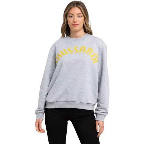 Oversized Sweatshirt aus Baumwollmischung mit Rundhalsausschnitt , Damen, Größe: S - Trussardi - Modalova