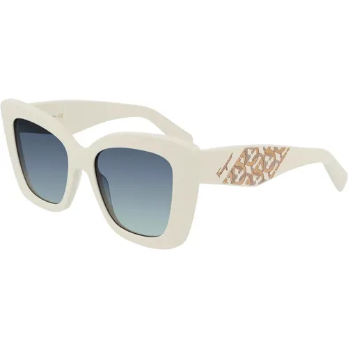 Ivory/Blue Shaded Sunglasses Sf1023S , female, Sizes: 52 MM - Salvatore Ferragamo - Modalova