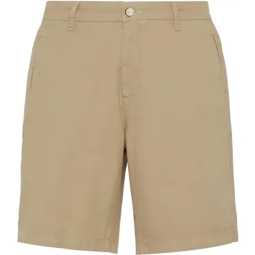 Baumwoll Leinen Bermuda Shorts , Herren, Größe: W34 - Boggi Milano - Modalova